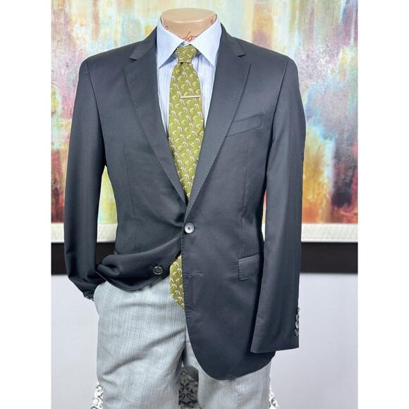 Hugo Boss Mens NWOT Black Italian Super 120’s Wool Blazer 38R MSRP $898 - Picture 2 of 16